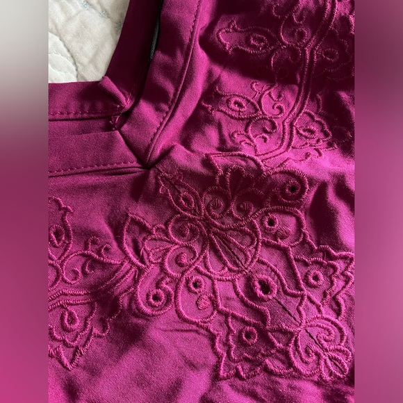 NWT Torrid Trapeze Embroidered Mini Dress, magenta Size 2 - Picture 4 of 7
